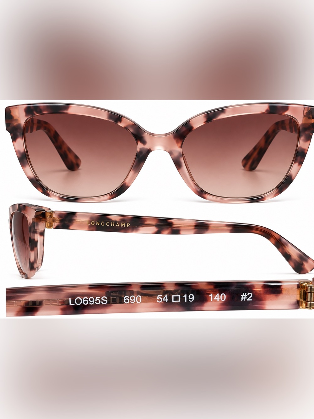 Longchamp Pink Tortoise Cat-Eye Sunglasses